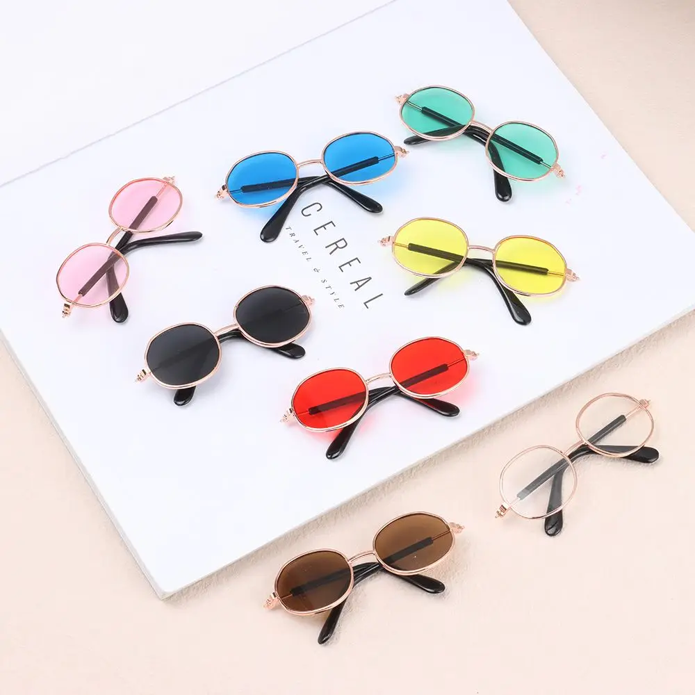 8.5cm Miniature Doll Sunglasses Metal Frame Glasses Lovely Eyewear Eyeglasses For Blythe Doll Accessories Plush Doll