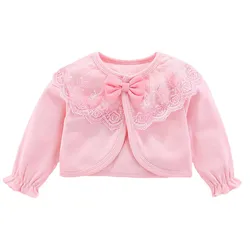 Cotton Newborn Baby Coat For Girls Bow Lace Princess Infant Coat  Wedding Birthday Party Toddler Baby Girls Outerwear Clothes