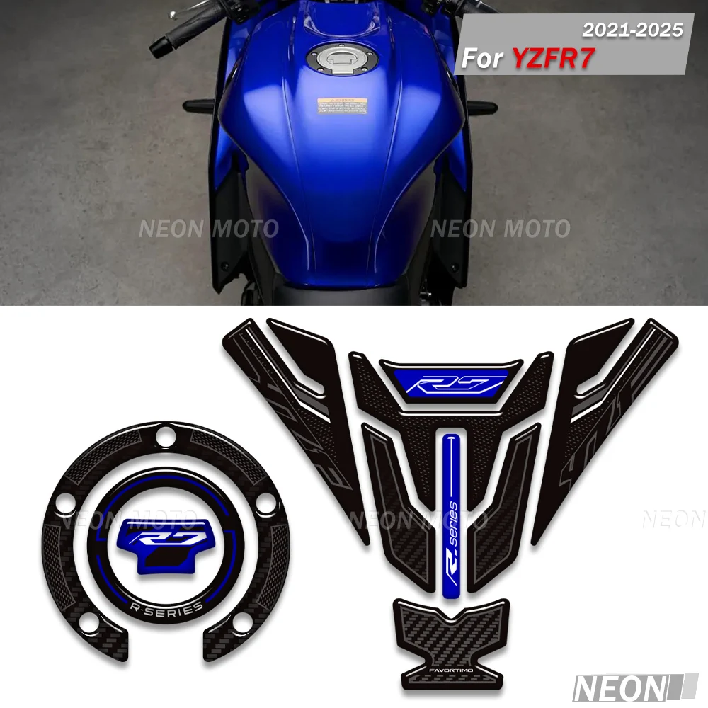 

YZF-R7 Tank Pad TankPad Cap Grips Gas Fuel Kit Knee Stickers Decals Protector For Yamaha YZFR7 YZF R7 2021 - 2025
