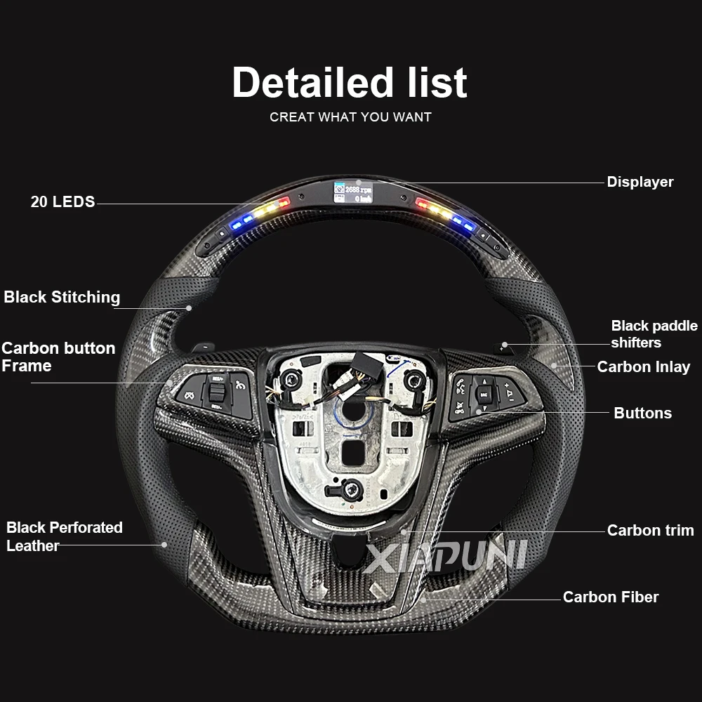 new RPM LED Customized Steering Wheel Fit For Chevrolet Corvette Camaro SS ZL1 2011-2014 Model Carbon Fiber Racing Wheel