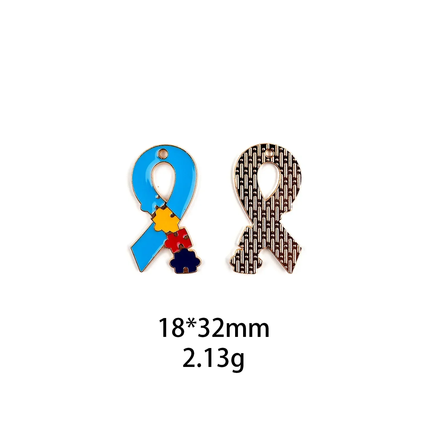 10pcs Autism Pattern Cross Earth Red Ribbon Heart Puzzle DIY Metal Enamel Charms Pendants for Bracelet Earrings Jewelry Making