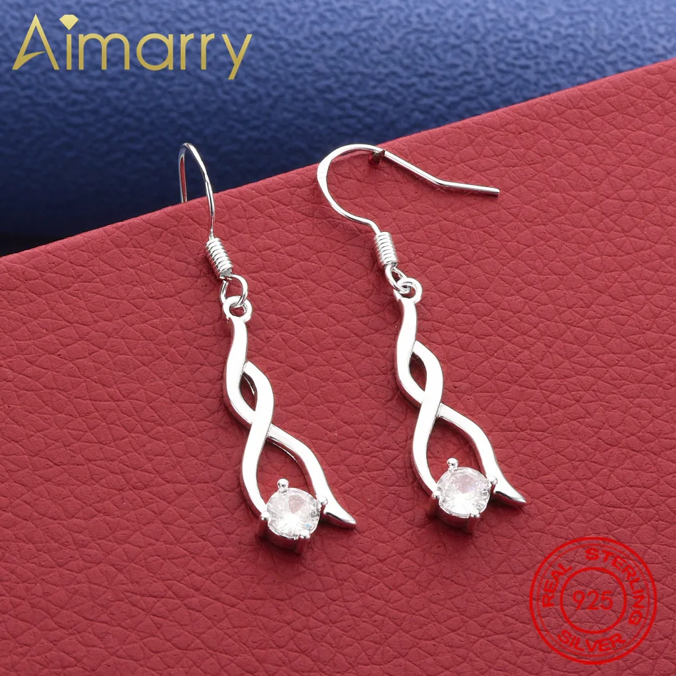 

Hot Sale 925 Sterling Silver Zircons Line Drop Earrings Fashion Jewelry Christmas Gifts Long Earrings