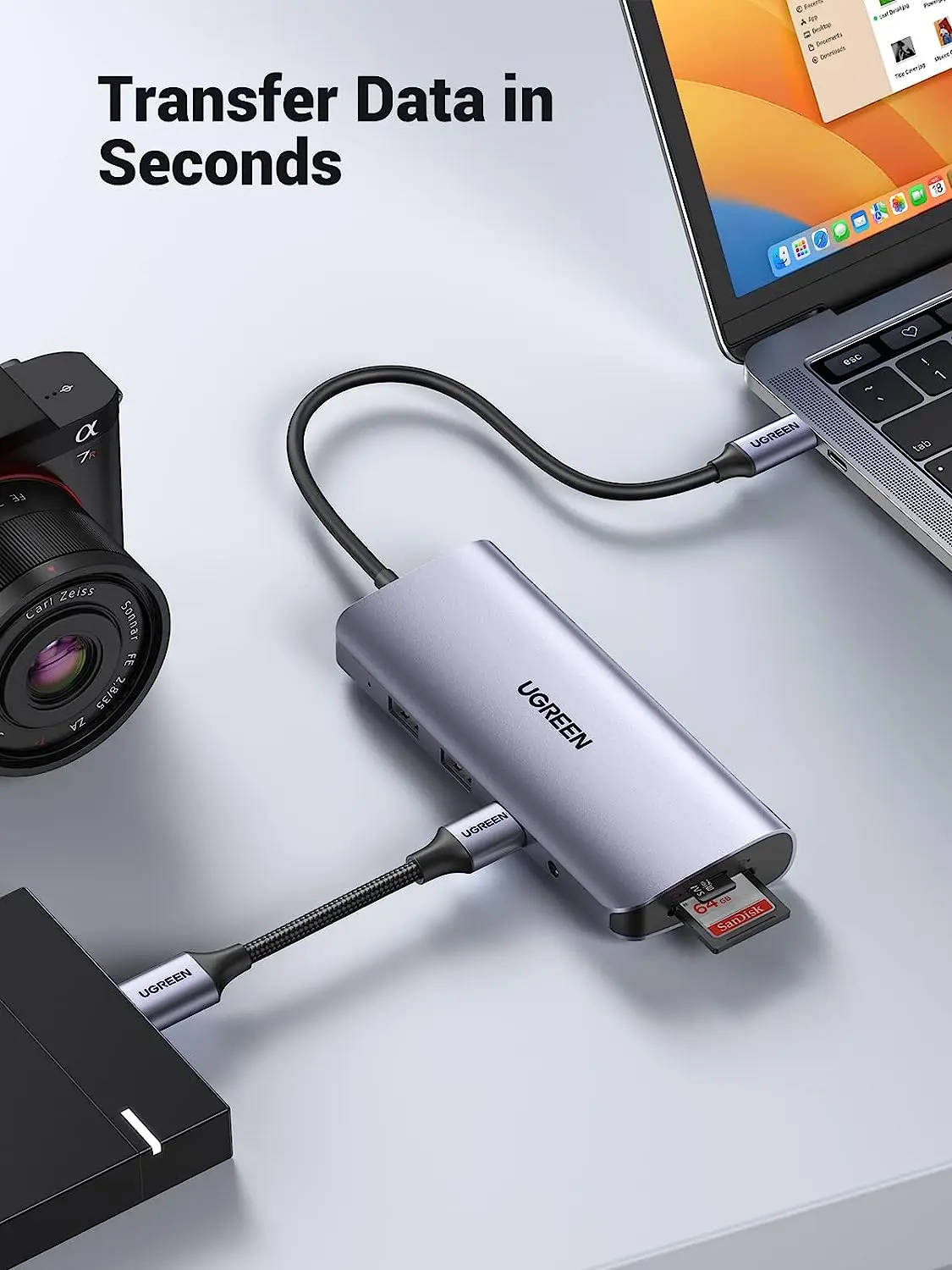 محور UGREEN USB C، محطة إرساء USB-C 10 في 1، 4K-HDMI وVGA DualMonitor، إيثرنت 1 جيجابت في الثانية، 100 وات PD، 3 منافذ 3.0، مقبس صوت 3.5 مم