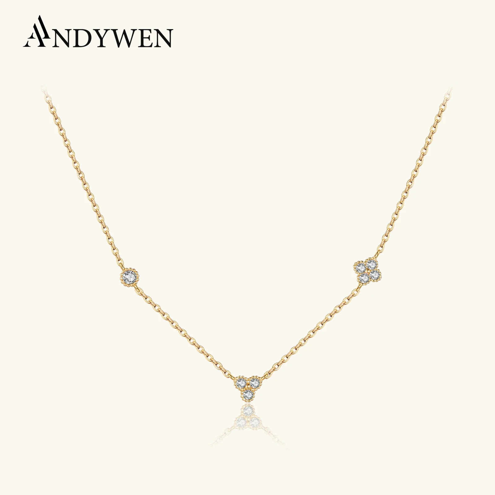 

ANDYWEN 925 Sterling Silver Asymmetric Round CZ Zircon Necklace, Minimalsit Delicate Jewelry for Women Casual Daily Wear