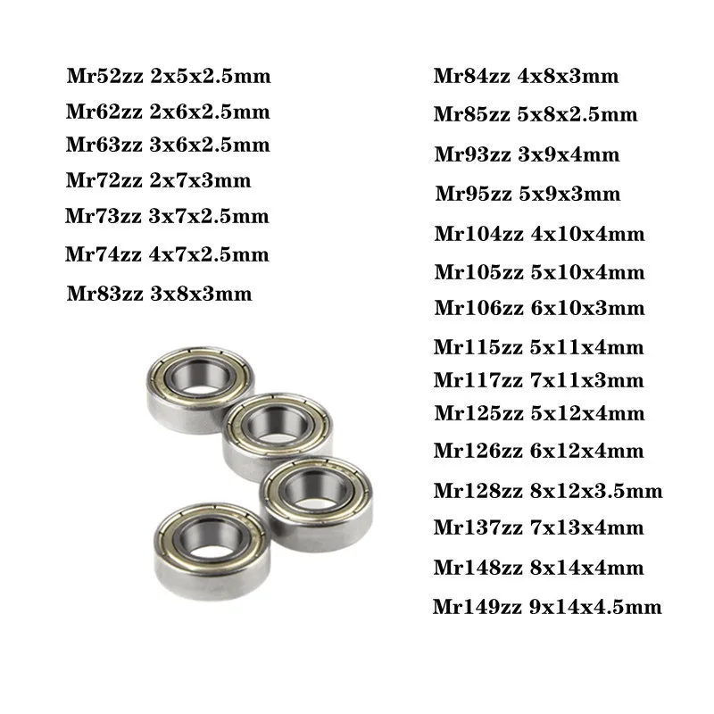 10pcs/lot High quality MR Series MR52ZZ MR63ZZ MR85ZZ MR95ZZ MR128ZZ MR137ZZ Bearing Metal Shielded Ball Bearings