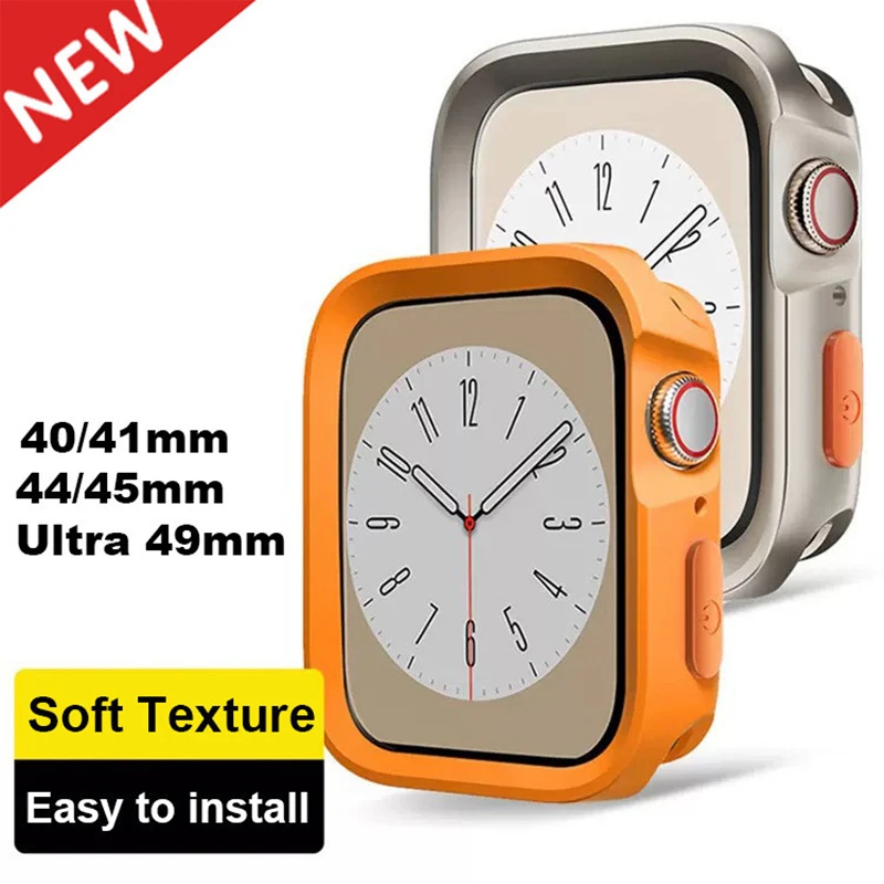 Casing TPU untuk jam tangan Apple, pelindung cangkang bingkai Bumper 49mm 45mm 41mm 44mm 40mm untuk iWatch Series SE 8 Ultra 7 6 5 4