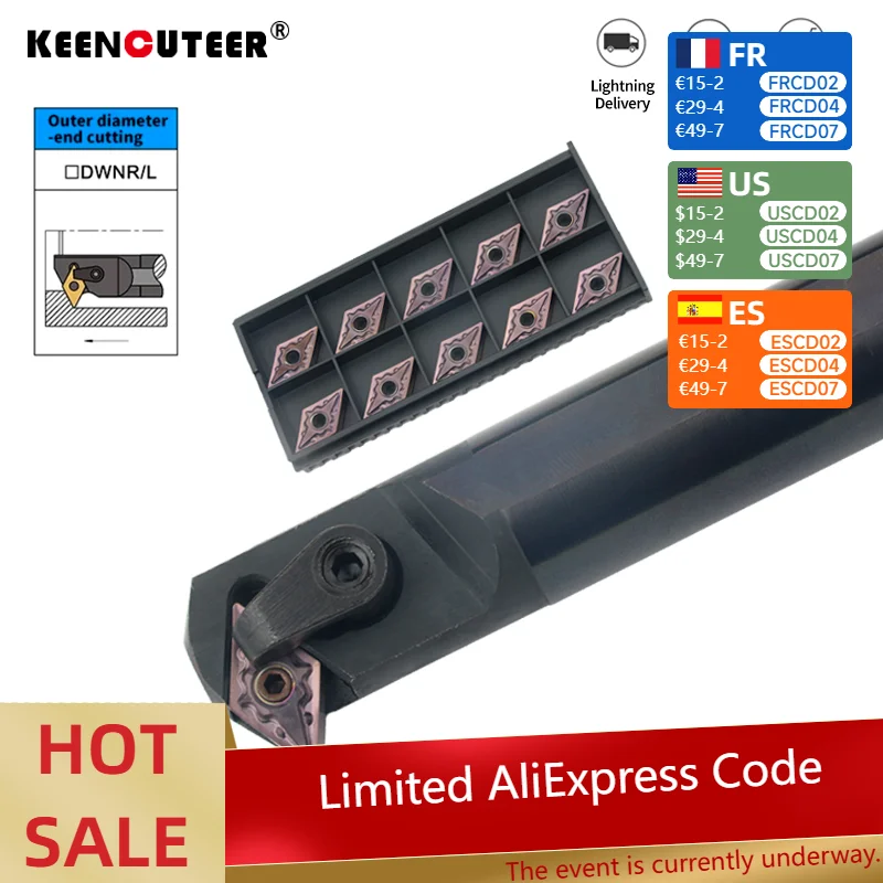 

1pc S20R-MDWNR11 Internal Turning Tool Holder DNMG Carbide Inserts Lathe Bar CNC Cutting Tools Set