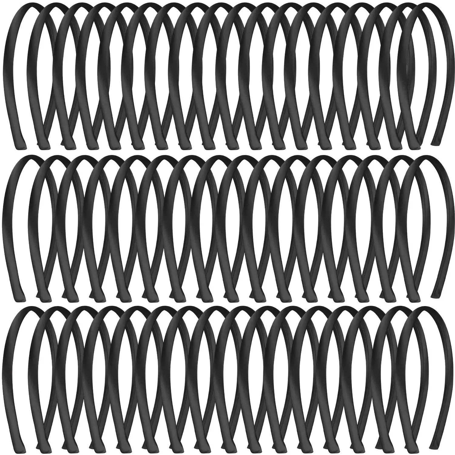 50pcs Plastic Satin Headband 1cm Plastic Hairbands Girls Hairbands Fashion Women Non-slip Headband DIY Handmade Hair Accessories