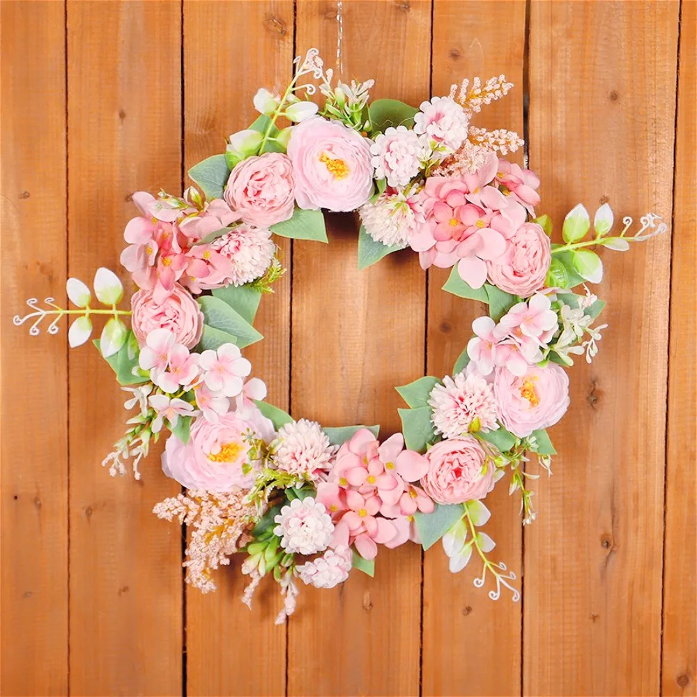

Mother's Day Gift Artificial Flowers Peony Door Wreath Outdoor Decor and Accessories Wreath on the Spring Door Decoration