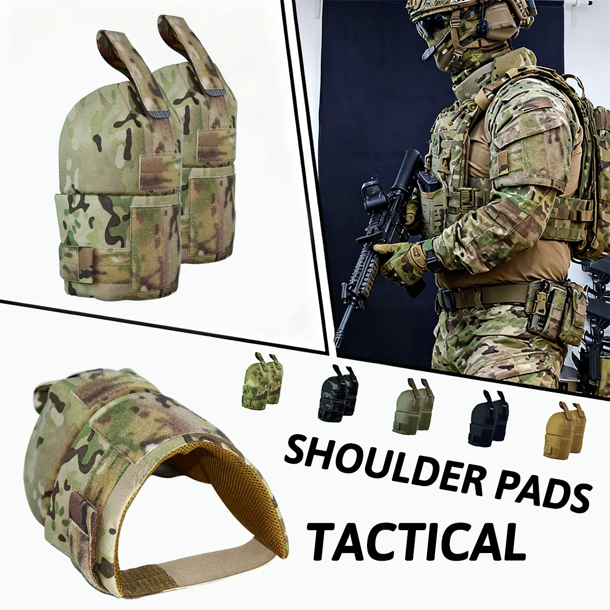 

Tactical Shoulder Armor Pads Military Vest Accessories Hunting Equipment Expandable Detachable Adjustable Airgun Protective Gear