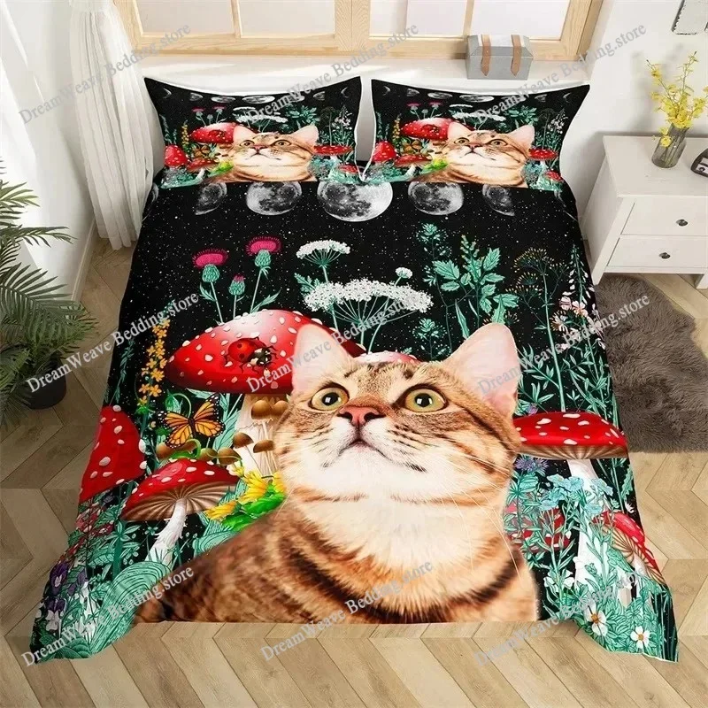 Farmhouse Animal Duvet Cover Microfiber Wild Botanical Floral Leaves Comforter Cover Highland Cow Bedding Set King For Boys Girl