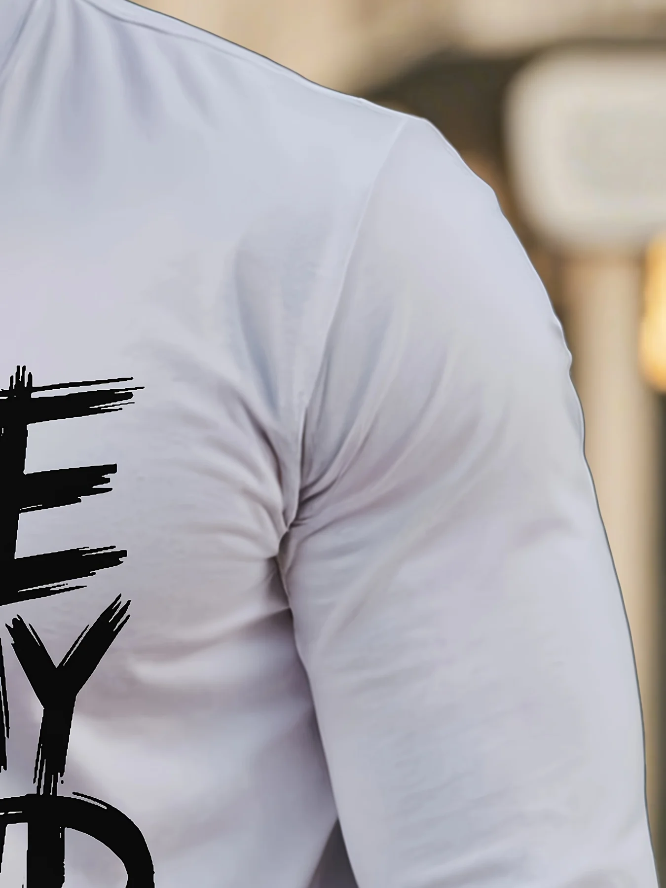 T-shirt da uomo a maniche lunghe con stampa di lettere d'amore Collocazione alla moda Girocollo Comodo top traspirante adatto per tutti i giorni