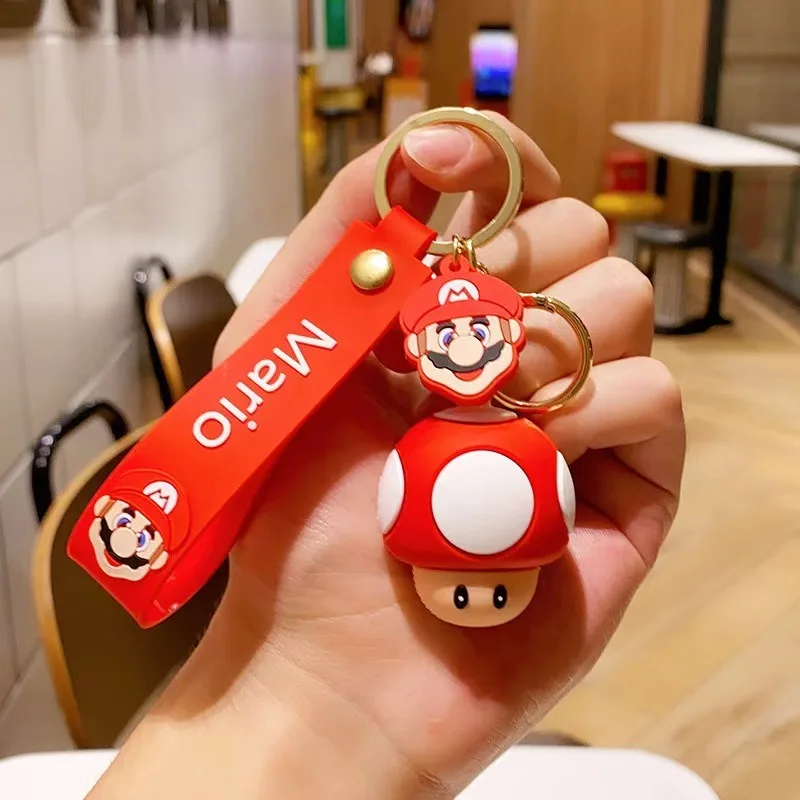 Portachiavi cartone animato Super Mario 3D Portachiavi con ciondolo per borsa per bambola Mario carina Portachiavi per auto Modello bambola Portachiavi con ciondolo per zaino in PVC