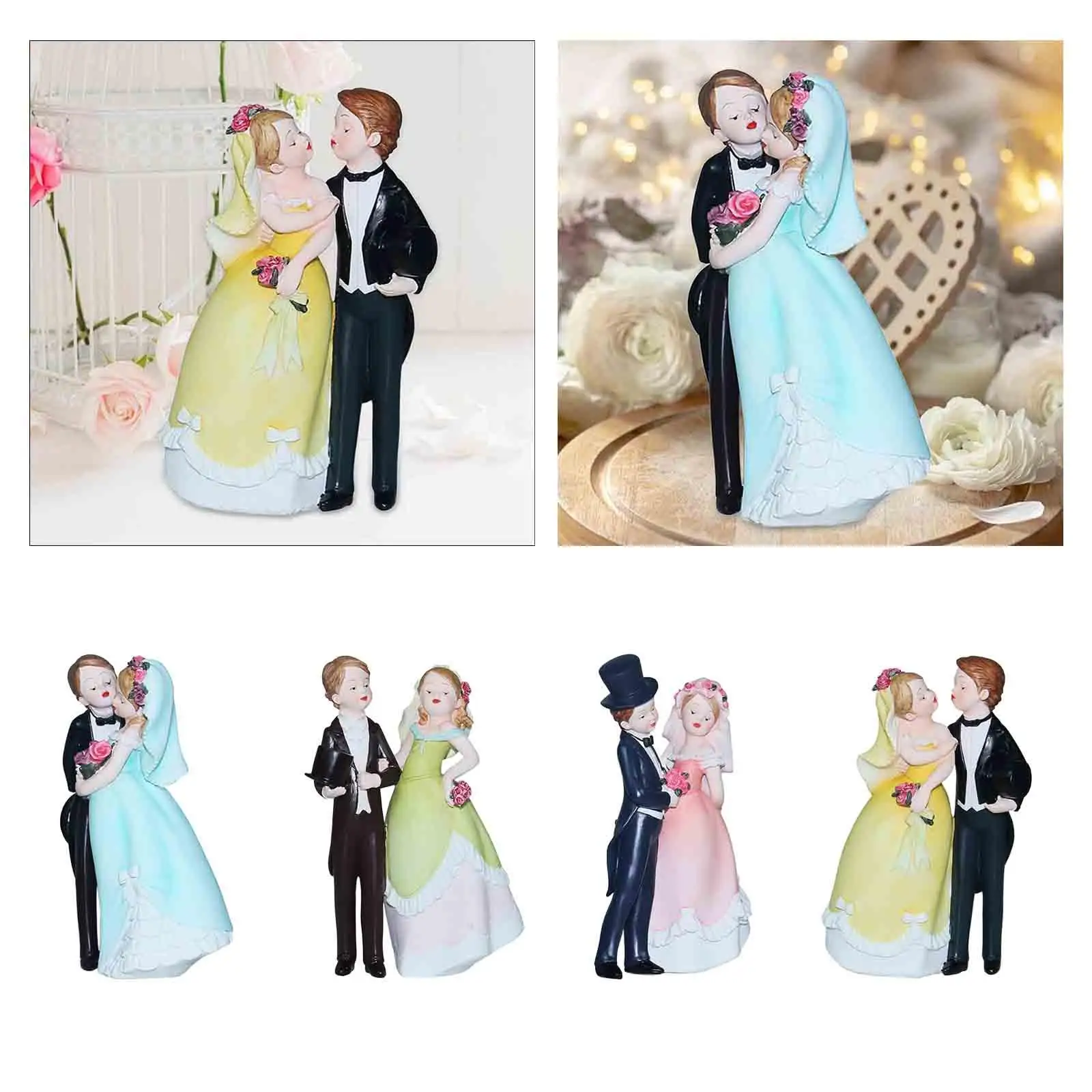 

Wedding Cake Topper Miniature Scene People Small Sculpture Cake Decoration Couple Figure Bride and Groom for Wedding Party