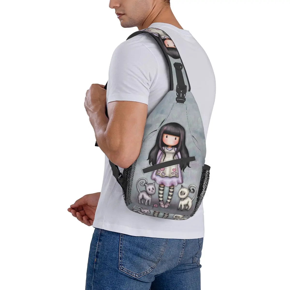 Santoro Gorjuss Boneca Crossbody Sling Sacos Pequeno Peito Bag Cartoon Ombro Mochila Daypack para Viagem Caminhadas Camping Bookbag