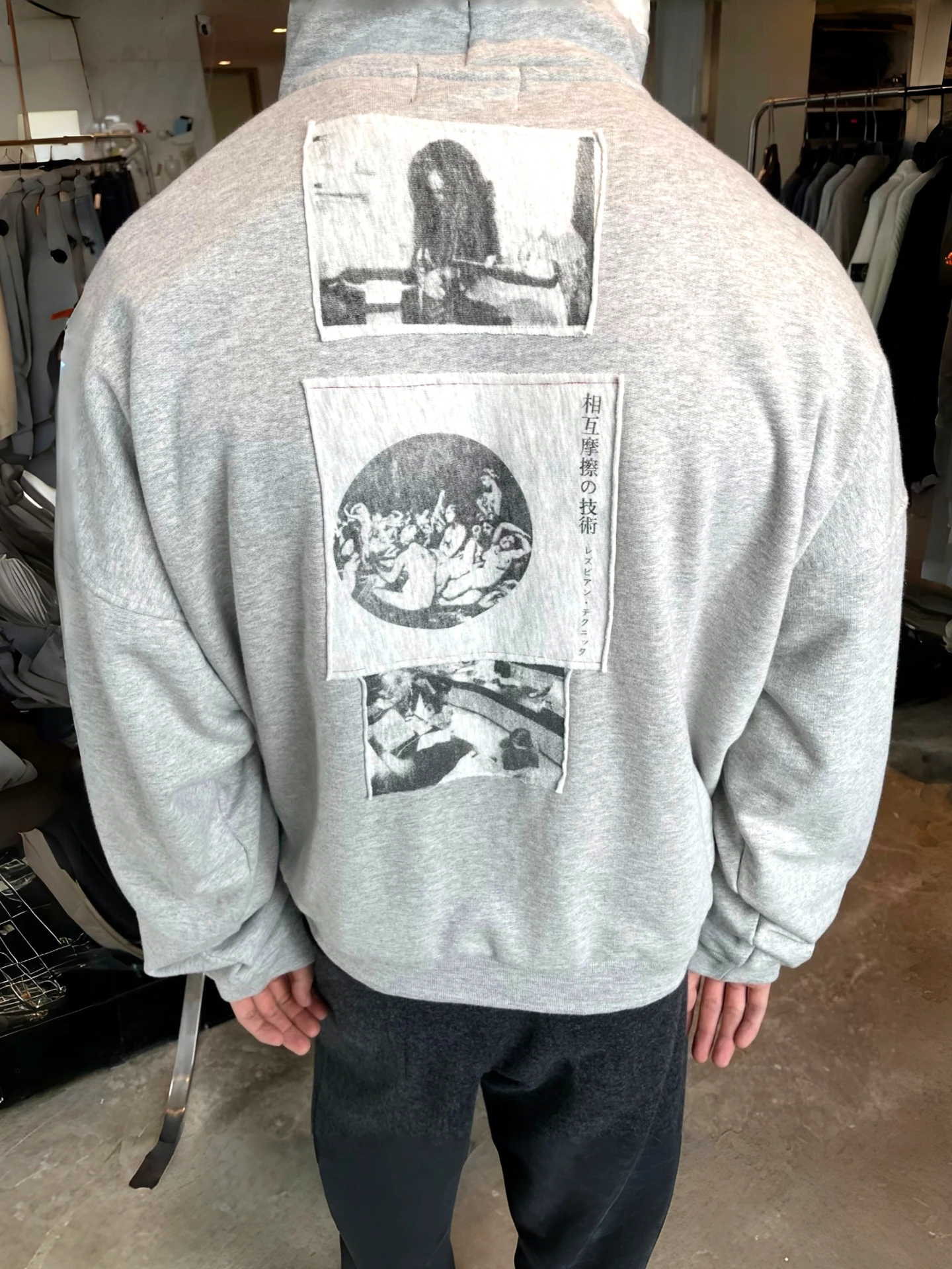 American Style Heavyweight Zipper Hoodie Men's Vintage Patchwork Depressed Rich Second Generation Alice Japanese Sticker Swea...