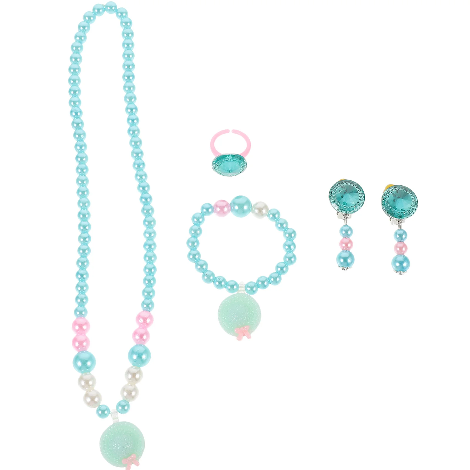 1 Zestaw Biżuterii dla Dzieci Lekki Komplet z Żywicy Modny Zabawny Unikalny Kształt Jasne Kolory Prezent dla Wesołej Dziewczynki Zestaw Biżuterii dla Dzieci