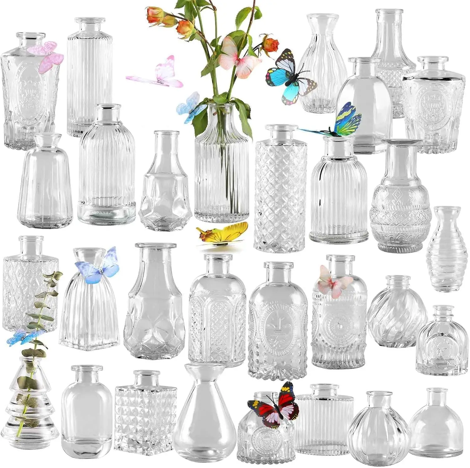 

30 Pcs Small Glass Vases for Flowers as Wedding Centerpieces for Tables,Suitble for Wedding Decorations,Christmas Home Decor