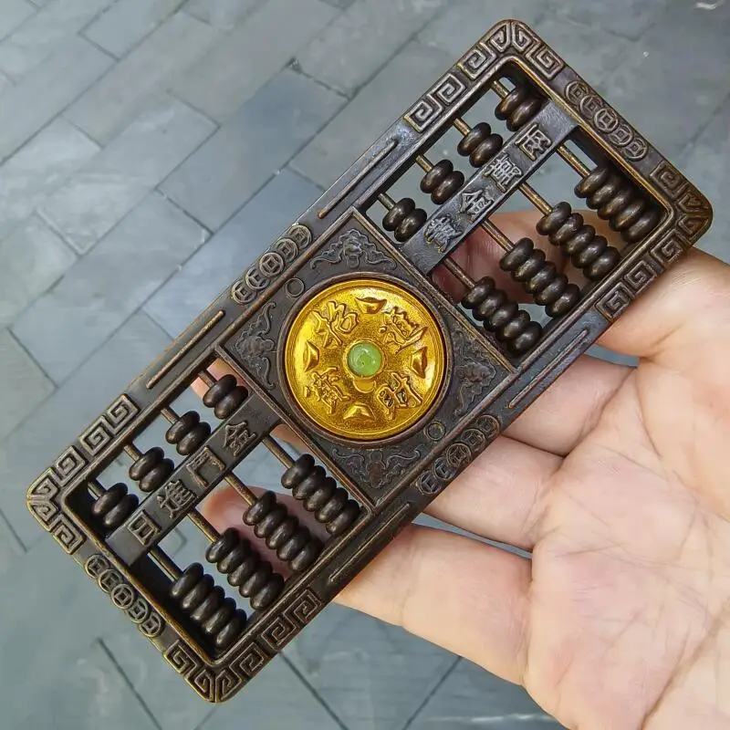 Antique brass carved abacus home store Attracting wealth ornaments feng shui auspicious Decoration handicraft