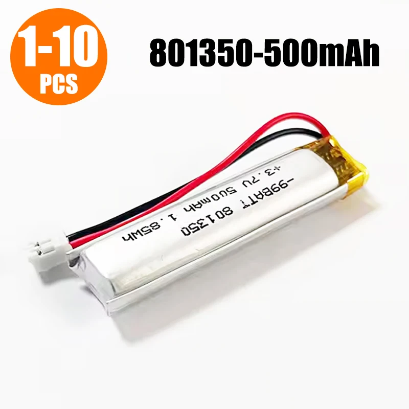 801350 500mAh 3.7V Battery Lithium Polymer Li Po Batteries for Speaker Bluetooth Headset Pet Drinker 081350 Rechargeable Cell