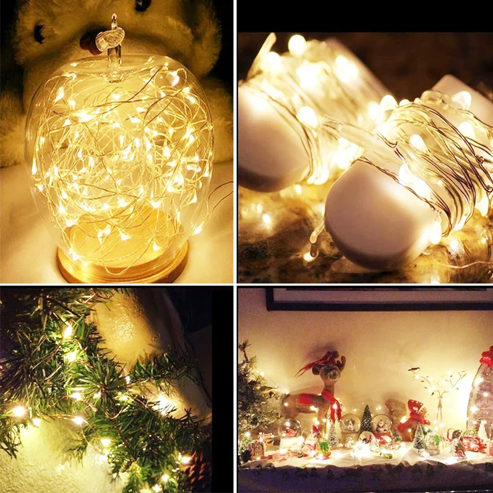 10Pcs Waterproof Fairy Light CR2032 Battery Powered LED Christmas Light Copper Wire String Light For Wedding Xmas Garland Party