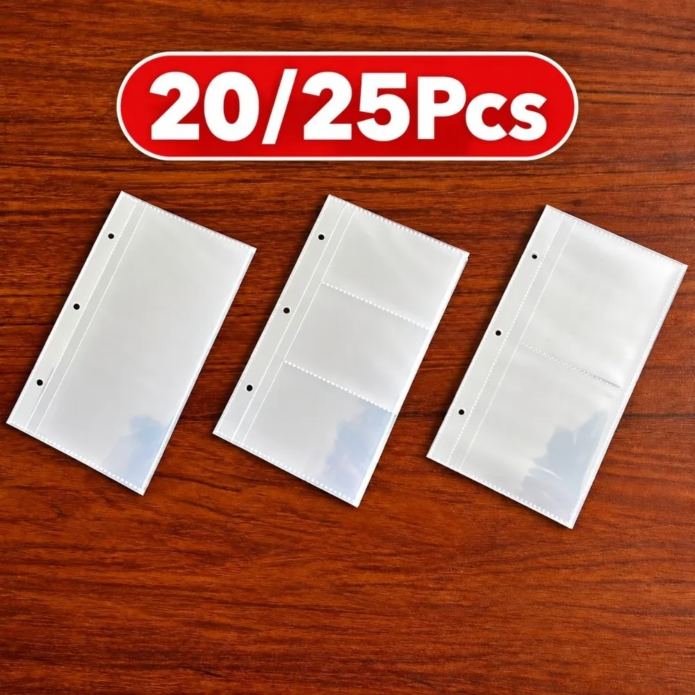 Easy Insert A6 Card Sleeves Double Sided 3 Holes Photo Pocket Transparent Binder Insert Album Refill