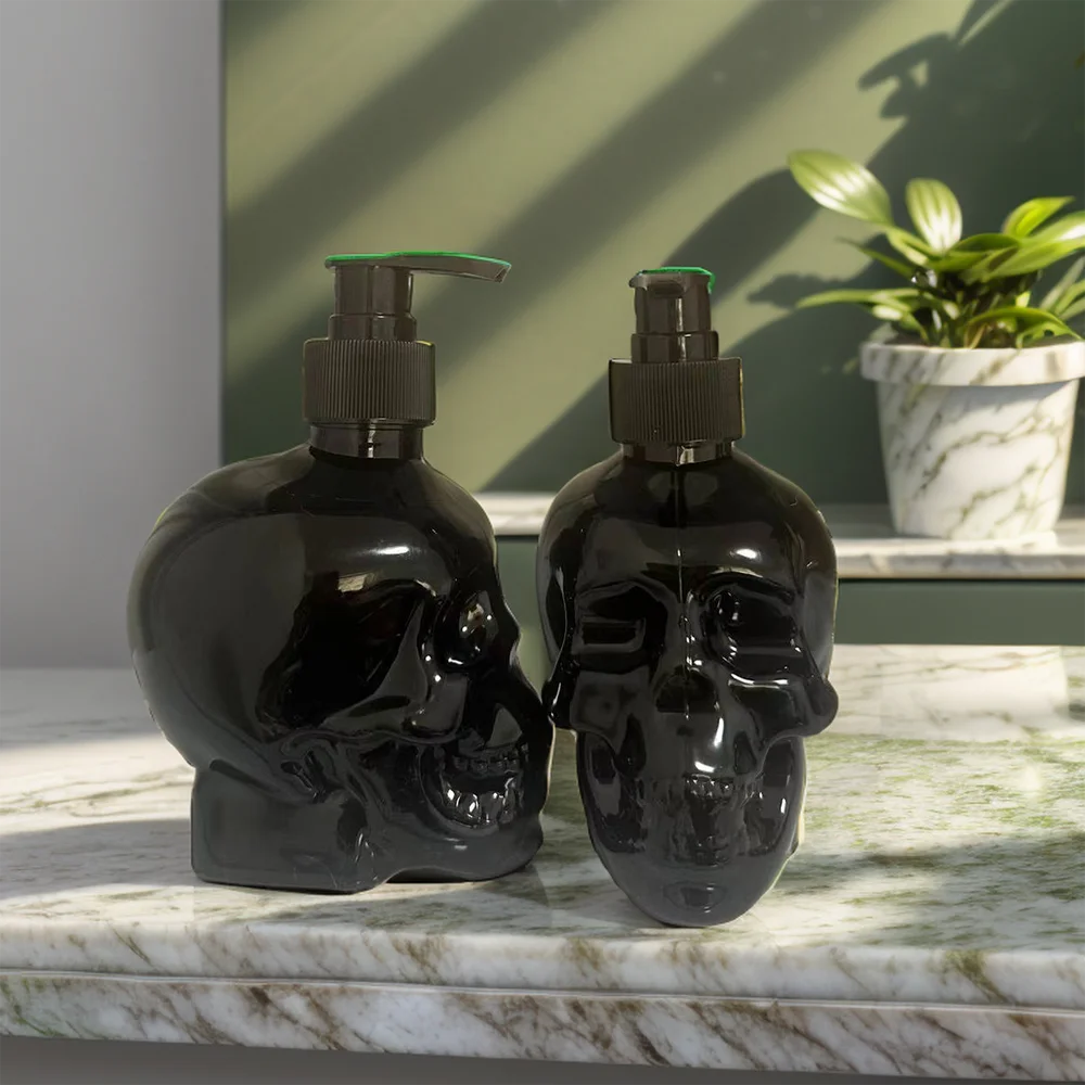 Skull Design Soap Dispenser 11.83oz Empty Refillable Shampoo Lotion Hand Sanitizer Container Bottle Halloween Decoration