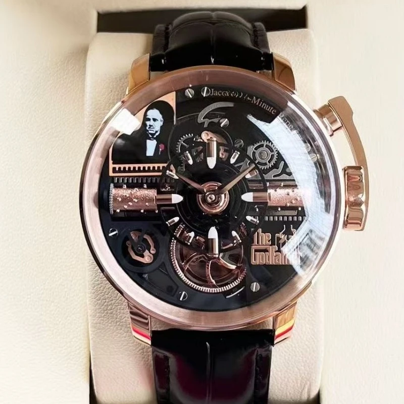 Reloj mecánico Tourbillon para hombre de la serie Godfather, reloj de edición limitada de precisión de alta gama, resistente al agua hasta 50 aniversario