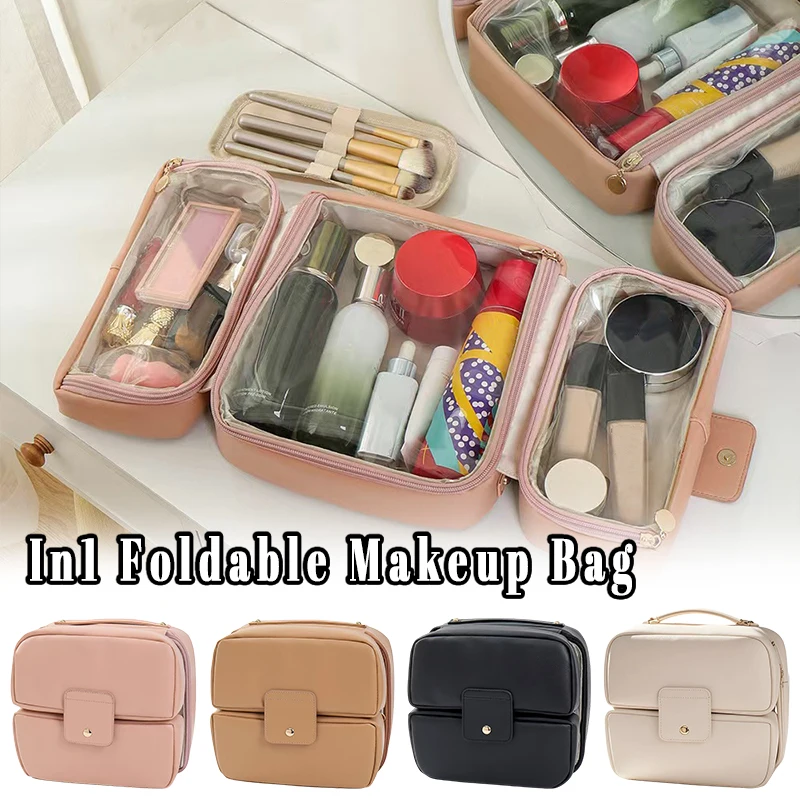 

Портативная складная сумка-органайзер для кистей для макияжа с отделениями, дорожный кейс для хранения косметики и инструментов для макияжа на открытом воздухе