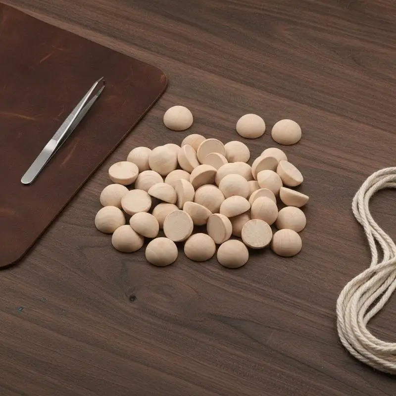 Unfinished Natural Split Half Wood Balls Beads Multiple Quantities 5‑50Pcs for DIY Craft Toy Home Art Decor Projects
