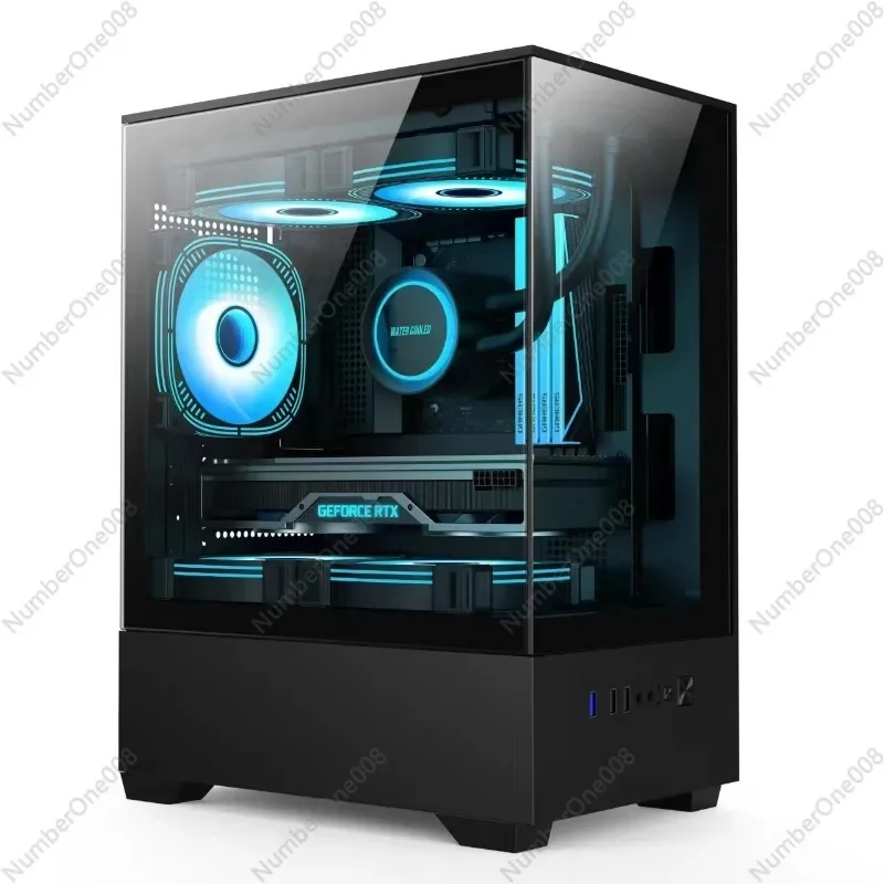 Skyline Small Sea View Room Desktop Computer Case Glass Side Transparent E-sports Game 240 Water-cooled USB3.0MAT