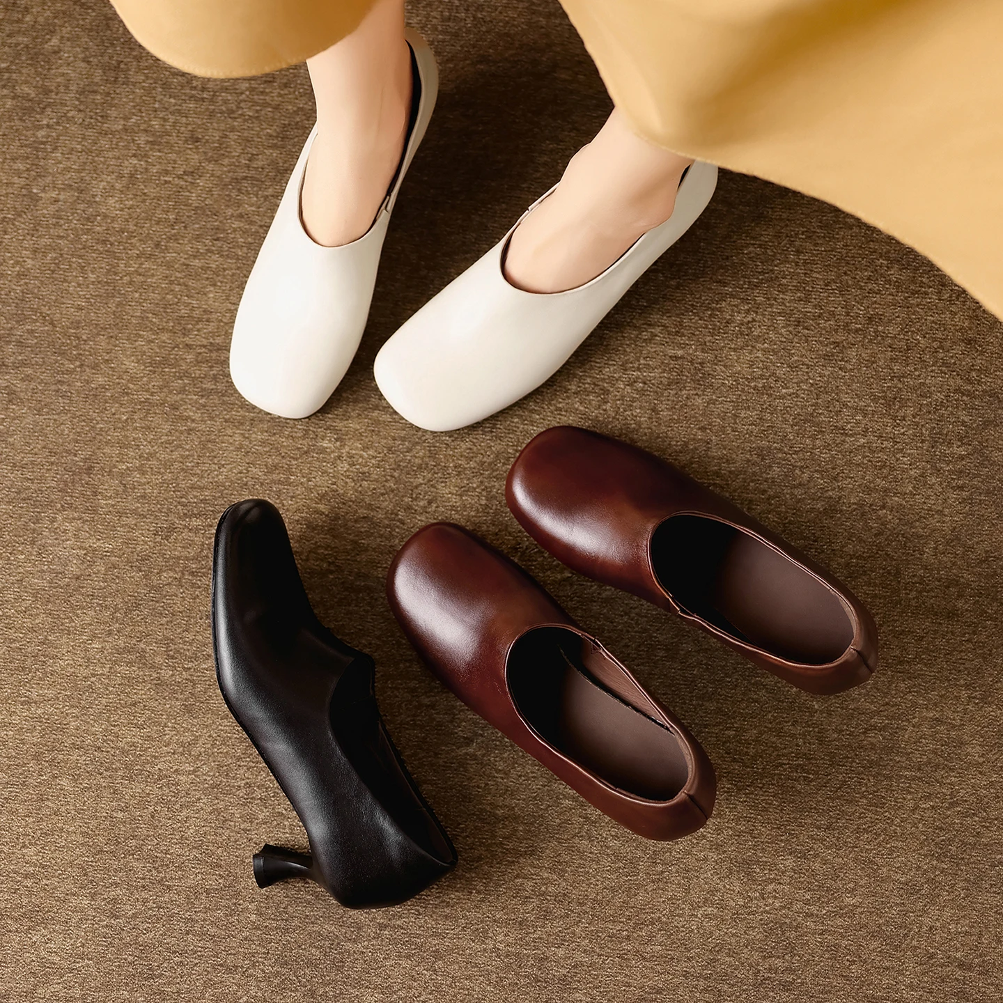 2026 new spring autumn women pumps natural leather 22-25cm cowhide+sheepskin+pigskin round toe loafers women shoes fashion