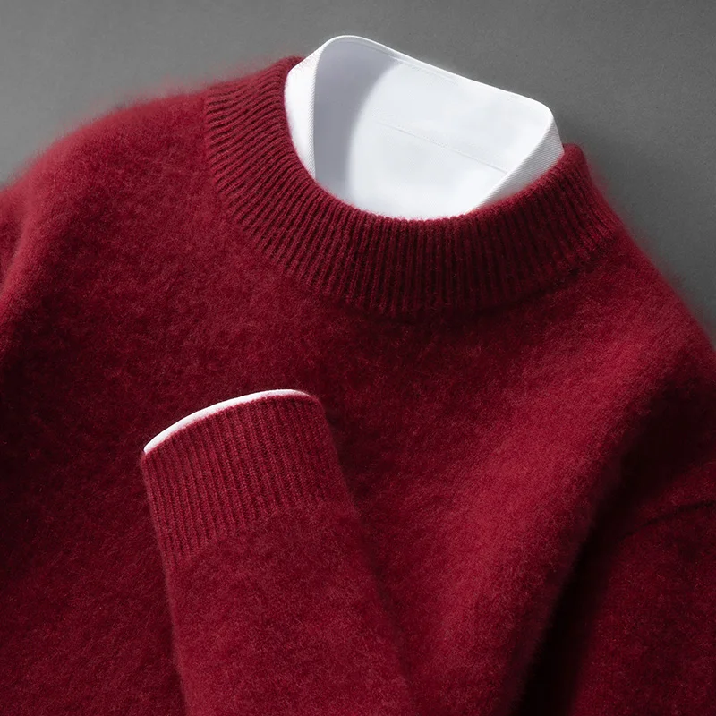 CHICUU 남성 기본 모크넥 캐시미어 풀오버 100% 캐시미어 스웨터 가을 겨울 두꺼운 따뜻한 긴팔 캐시미어 니트웨어 탑