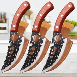 Forged Butchering and Boning Knife Skinning and Meat Cutting Knife Stainless Steel Kitchen Meat Cleaver Slicing Knife with Cover