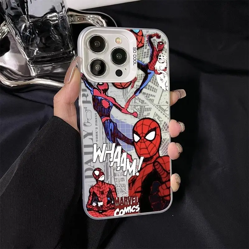 Marvel Spider Man and Pendan Phone Case for iPhone 16 15 14 Plus 13 12 MINI 11 iPhone13 Pro Max X Xs XR 8 7 Y2K Matte Hard Cover