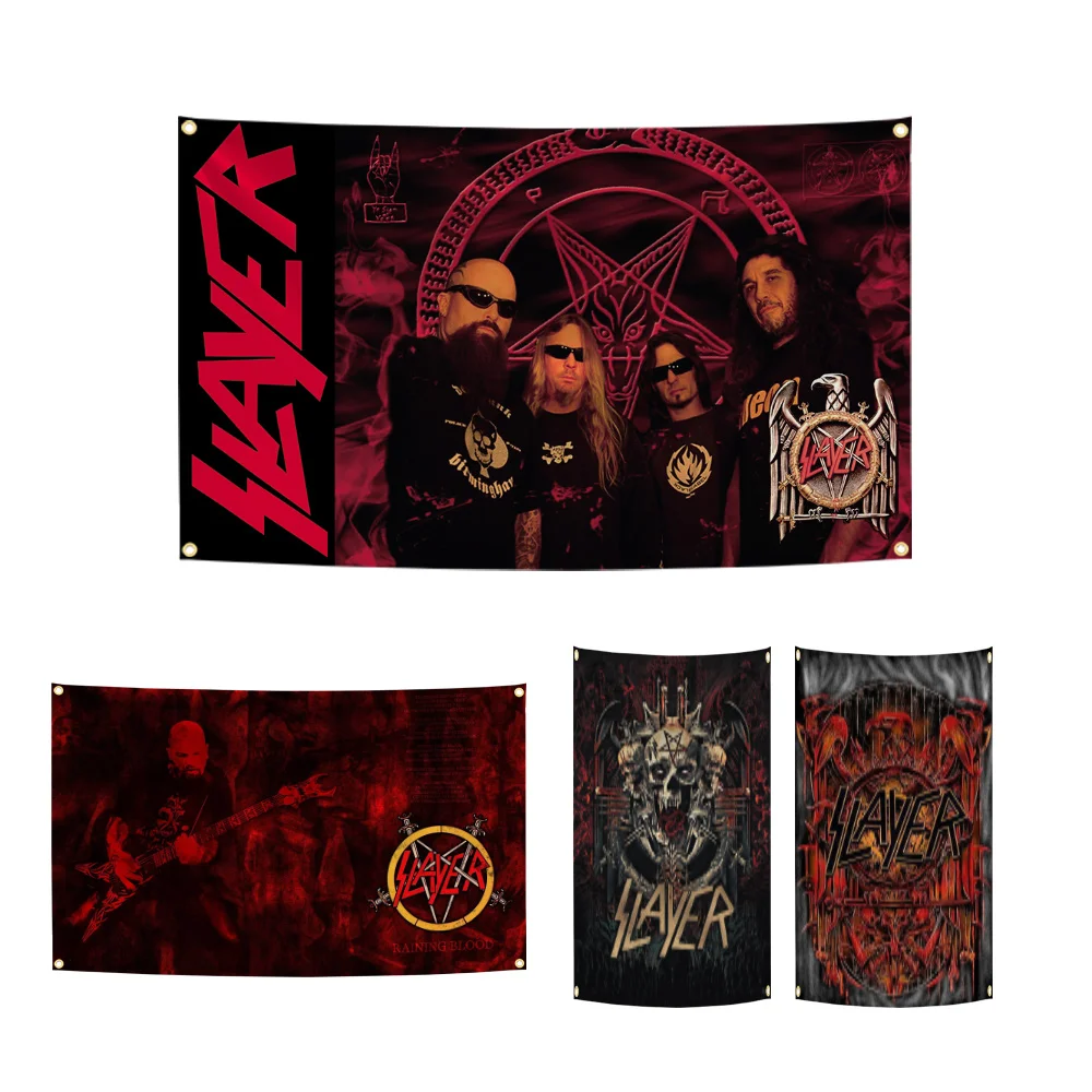 90x150cm S-Slayers Thrash Metal Heavy Metal Rock Band Flag Polyester Digital Printing Banner Wall Music Art Decoration Tapestry