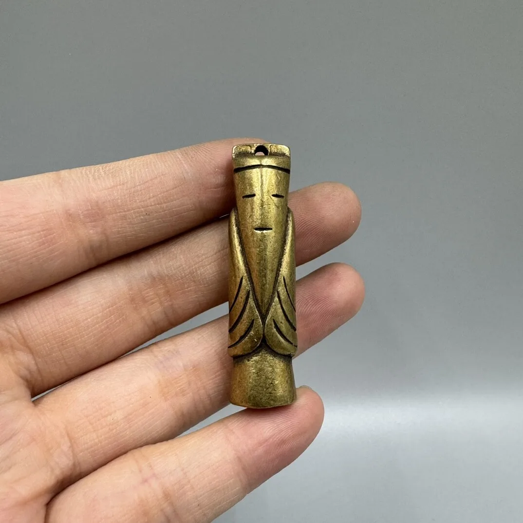

46MM Collect China Brass Ancient Tomb Figure Stone Grave Statue