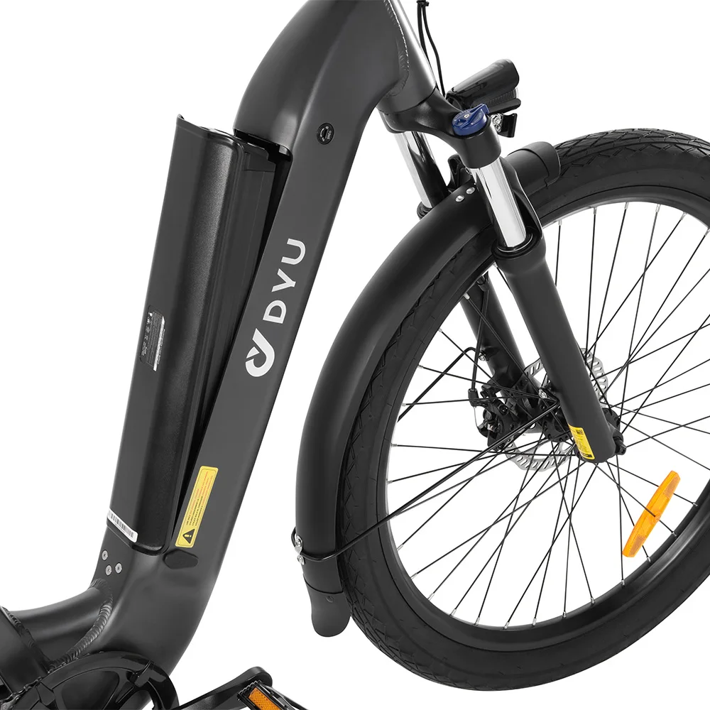 DYU-C1 elektrische fiets met 350W motor, 36V 10Ah accu, 26x2,5-inch all-terrain banden, topsnelheid 25 km/u, maximaal cruisebereik