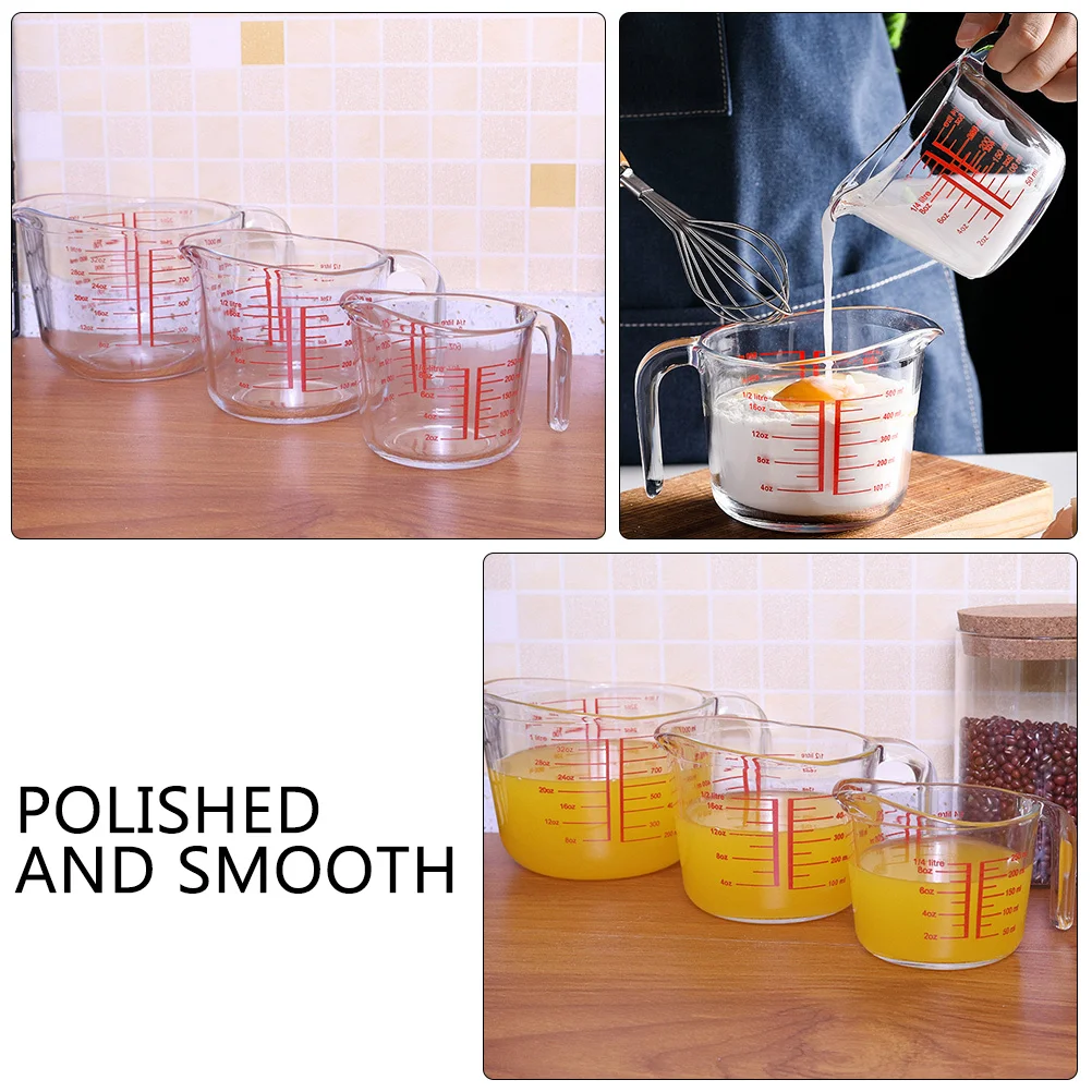 

Measuring Cups Practical Tool Jug Glass Measure Baking Transparent Scale Kitchen
