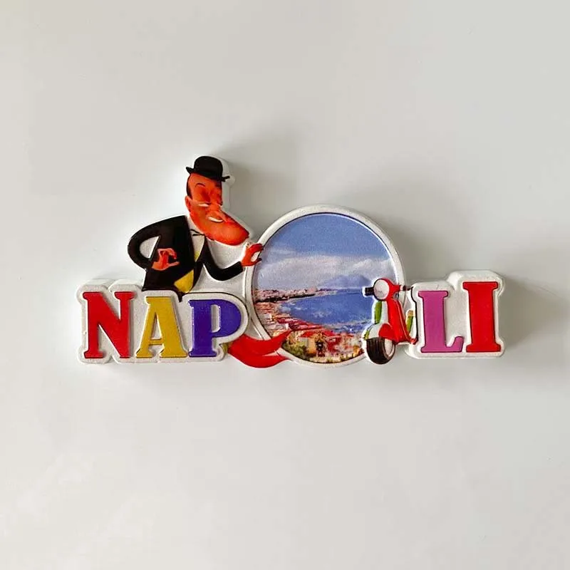 

3D Italy Napoli Fridge Magnets, Cute Resin Magnets with Funny Cartoon Character, Decorative Kitchen Magnets for Home