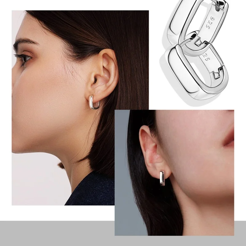 Ins Style U-shaped Smooth Ear Buckle with A Light Luxury and High-end Feel, Exquisite and Versatile, Plain Circle Jewelry