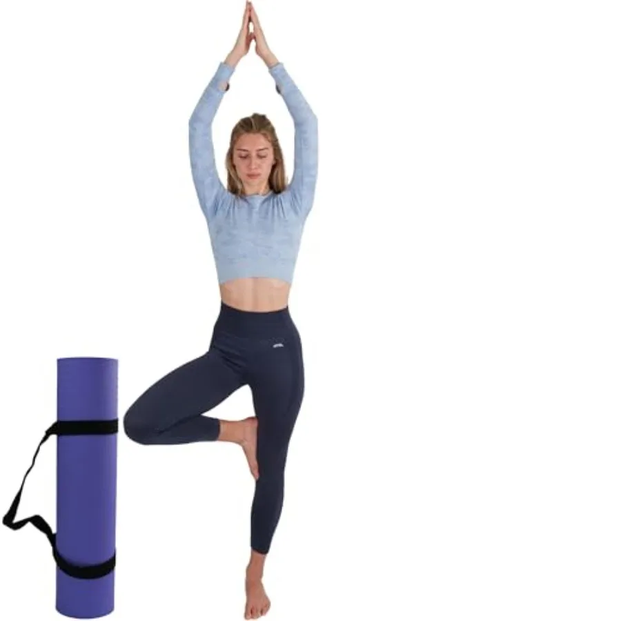 

Printed Meditation Pose Connecting Mind-Body TPE Yoga Mat for Men and Women with Sleek Yoga Strap for Effortless Carry Solution