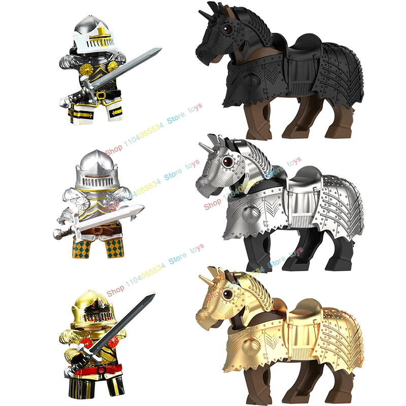 

DW007 DW008 DW009 Mounts Series Medieval War Horse mni Animals Figures Heavy Armor Children's Toys Christmas Gifts