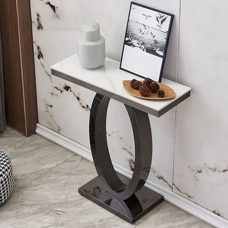 Luxury Small Size Console Table Entrance Hall Desk Stainless Steel Wall Side Tables Narrow Console Furniture for Living Room r