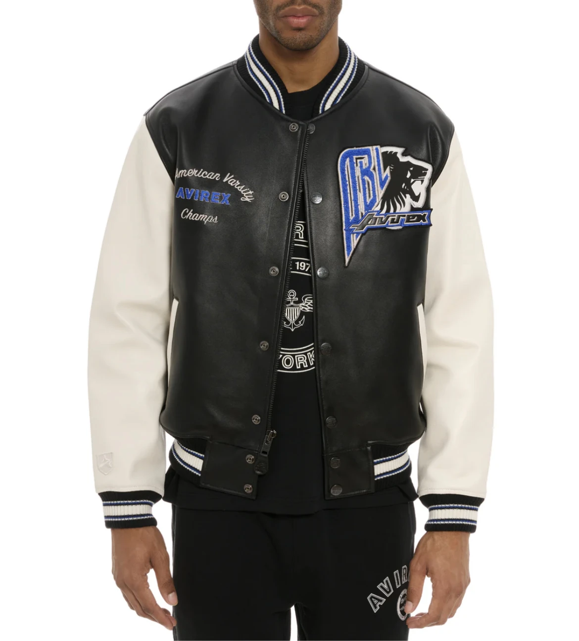 AVIREX New Men's 100% French Lambskin Jacket Authentic US Size Original Iconic Standing Collar Ribbed Hem Genuine Leather Jacket - Image 3