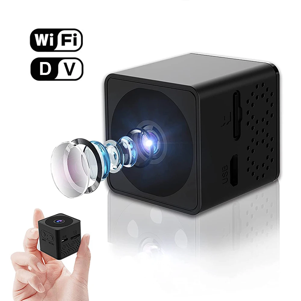 Small Mini WiFi Camera HD Infrared Night Vision 1080P Home Conference DV with Motion Detection 1100mAh Battery