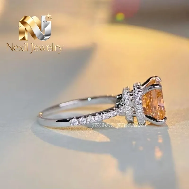

Nexil Jewelry Luxury Solid Platinum PT950 Women's INS Fashion 4 karat Orange Square Diamond Ring