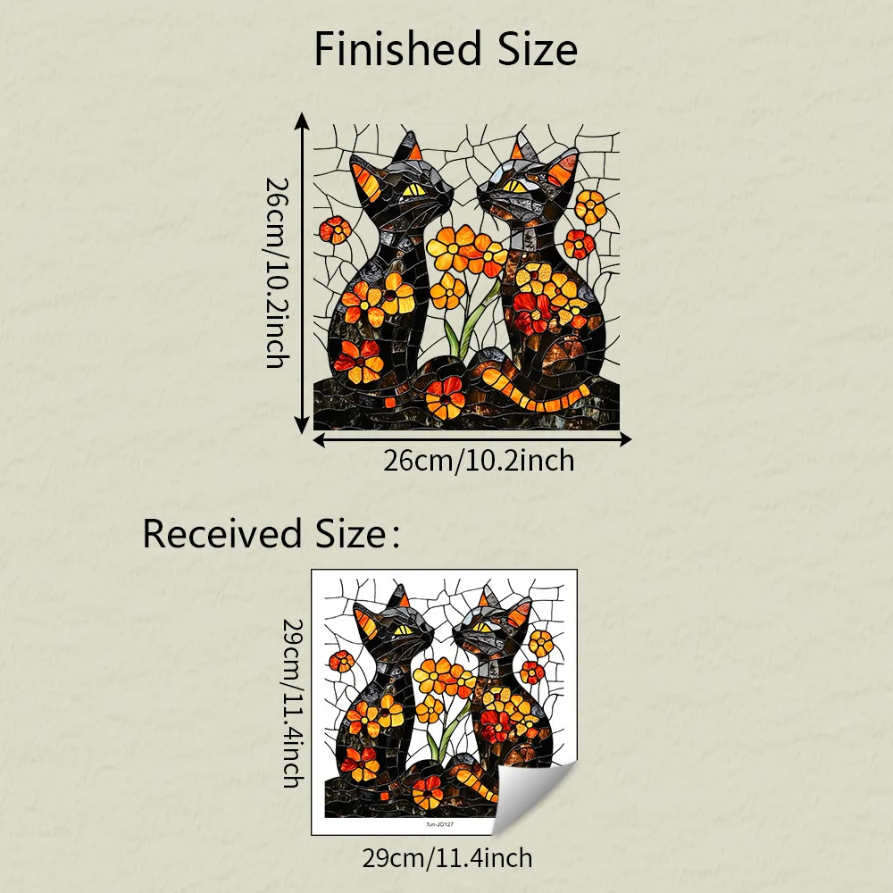 1pcs Cartoon Kitten Flower Glass Stickers, Suitable for Wall Decoration in The Entrance Hall, Bedroom and Living Room