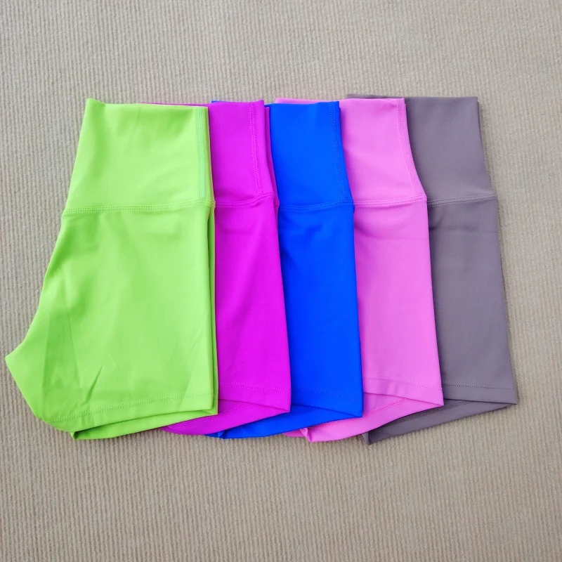 Solid Color Yoga Shorts Women Tight Shorts Gym Sexy Fitness Shorts High Waist Hip-Lifting Soft Breathable Traceless Quick-Drying