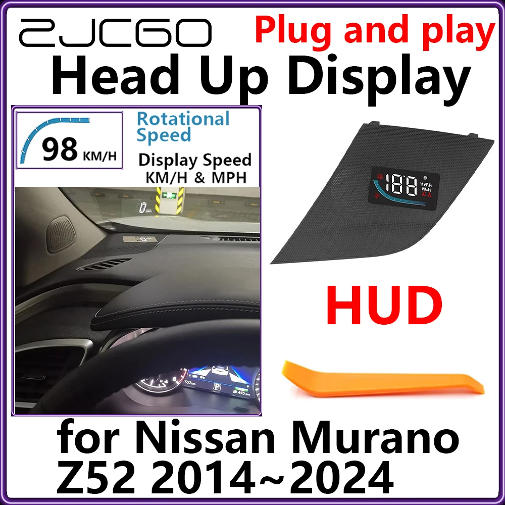 

ZJCGO Hidden HUD Head Up Display Car Projector Plug and Play Display Rotational Speed for Nissan Murano Z52 2014~2024